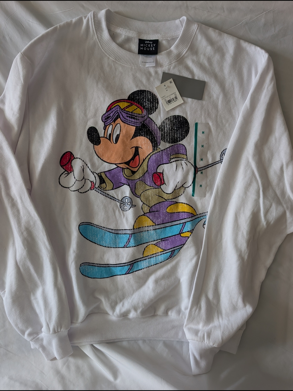 Disney White Mickey Mouse Ski Graphic Sweatshirt - Men Women Unisex - NWT